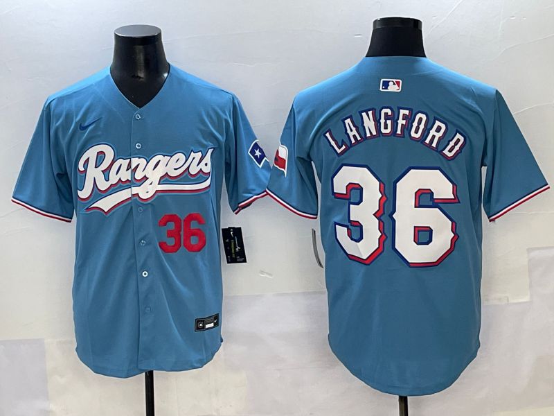 Men 2025 Texas Rangers #36 Langford Light Blue Game Nike MLB Jersey style 4